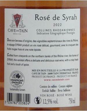 IGP Collines Rhodaniennes - Cave de Tain -"Rosé de Syrah" 2022